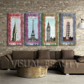 Vintage Landmark Famous Art Painting on Canvas Set